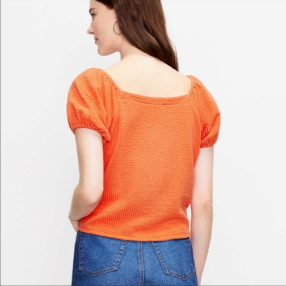 Loft Seersucker tie front square neck top - Picture 2 of 3